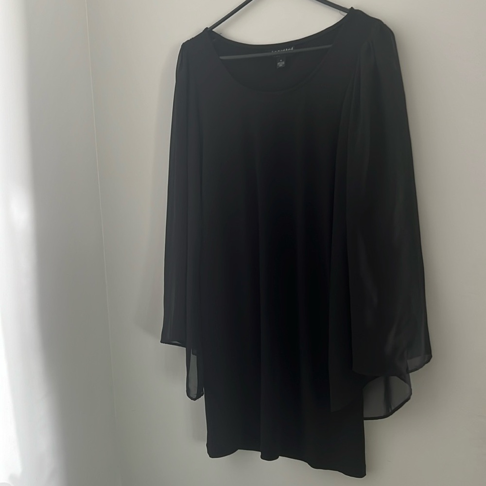 Black dress with sheer bell sleeves